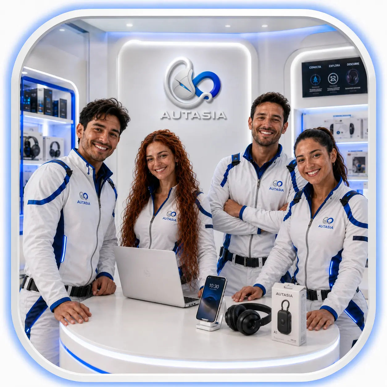 Equipo de Autasia reunido dentro de la tienda